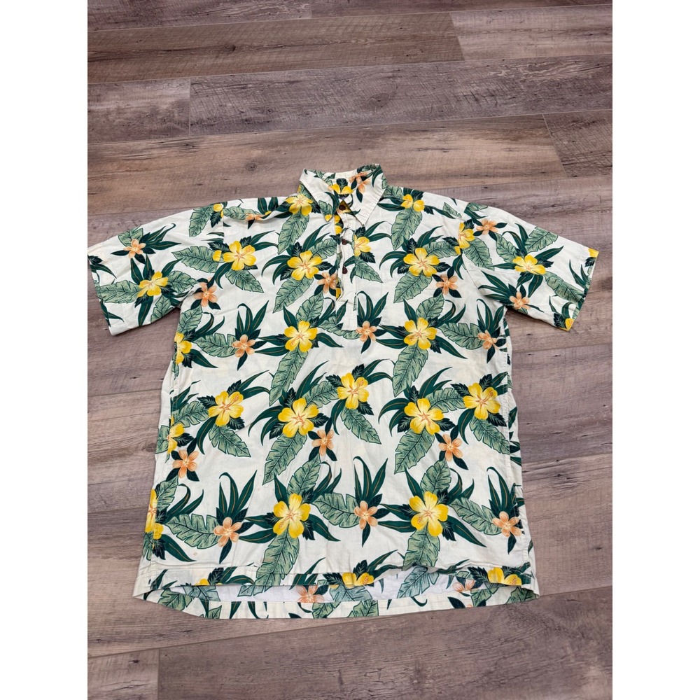 Reyn Spooner Joe Kealoha Mens Medium Hawaiian Shirt Hibiscus Floral Cotton White
